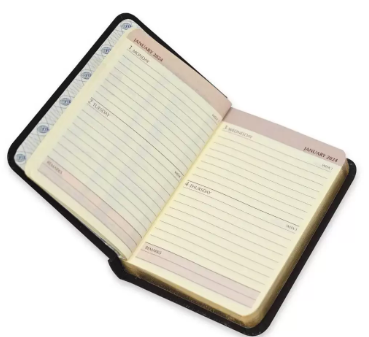 FIS Golden Bonded Leather Pocket Diary 2024 (English) Burugundy - FSDI10EGB24BU