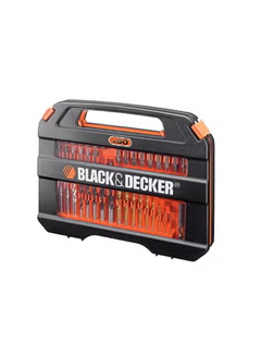 Black & Decker 50 Pieces Accessories Bit Set In Kitbox For Wood, Metal & Concrete Drilling & Screwdriving, Orange/Black - A7168-Xj,