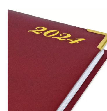 Fis 2024 A5 Diary,Gold Corners,English Vinyl 1Side Padded Maroon -FSDI22E24MR