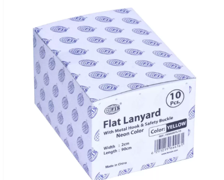 10-Piece FIS Neon Flat Lanyard Yellow with Metal Hook & Safety Buckle, 2X90cm - FSNASNYL-10