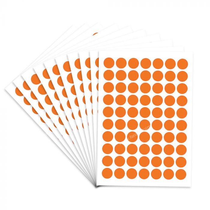 FIS Color Round Label 13mm, Fluorescent Orange, 700-Sticker/Per Sheet - FSLA13ORN