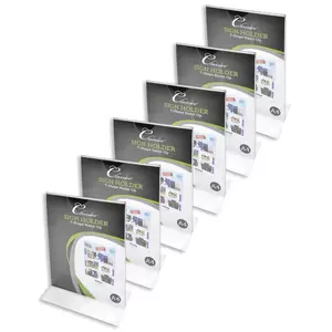 FIS T-Shape Stand-Up signholder Portrait,A4 Clear Pack of 6 Pieces