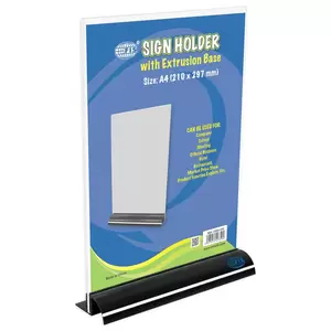 FIS Sign Holder With Extrusion Base, Portrait, A4 Size Pack of 5 Pieces -FSNA1502-5