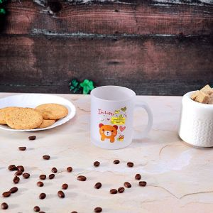 Royalford 300ML Glass Frosty Mug With Cap - Glass - White