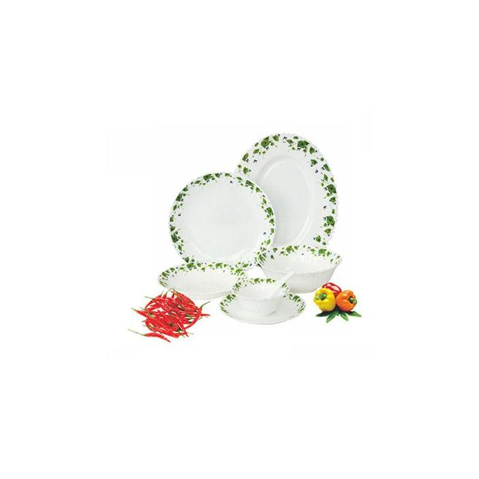 33 Pieces Opal Ware Round Dinner Set - Floral Design Plates, Bowls | Comfortable Handling | Perfect For Family Everyday Use, & Family Get- Together, Restaurant, Banquet & More