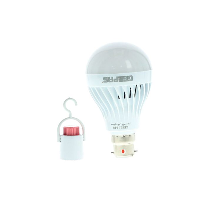 Geepas Rechargeable LED Bulb - 16Pcs SMD LED, 6500k Colour Temperature | 6 Hours Working With Lithium Battery | Ideal For Indoor & Outdoor | 2 Years Warrtany