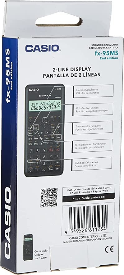 Casio Fx-95Ms -Ii (2Nd Edition) Scientific Calculator With 2-Line Natural Textbook Display, 244 Functions - Black