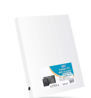 Bill Folders Black Color, Italian PU Covers, Round Corners & Pen Holder, 175 x 245 mm - FSCLBFPHBK