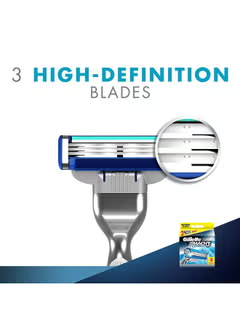 4-Piece, Mach3 Turbo, Razor Blades, Blue/Silver