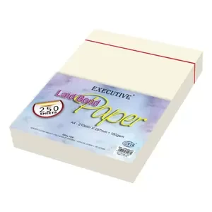 FIS Executive Laid Bond Paper, 250 Sheets, 100 gsm, Corona Cream Color, A4 Size - FSPA250CCR