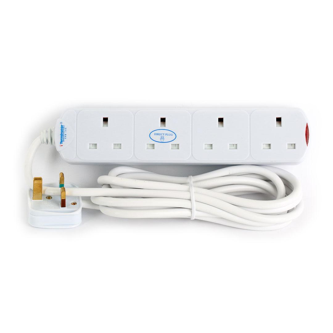 4 Way UK Power Extension Socket 3M Cable