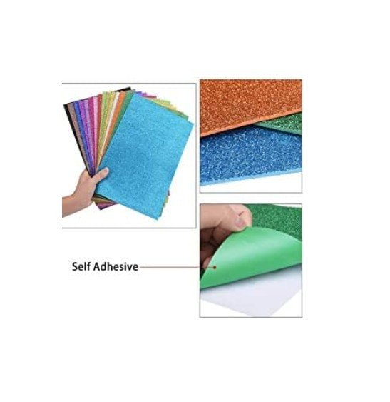 Glitter Eva Foam Sheet A4 with Sticker, 21x29cm 2mm (10pcs/Pack) - Assorted Color