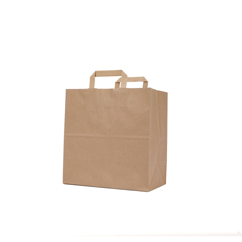 24x12x31 Cm Kraft Brown Paper Bag Flat Handle