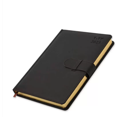 FIS Golden Agenda Diary 2023 (Arabic/English) Italian PU, 1-Side Padded, Dark Brown - FSDI75AEPG23DBR