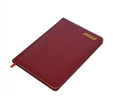 FIS 2023 Golden Diary A5 English Bonded Leather 1-Side Padded Maroon - FSDI78EGB23MR