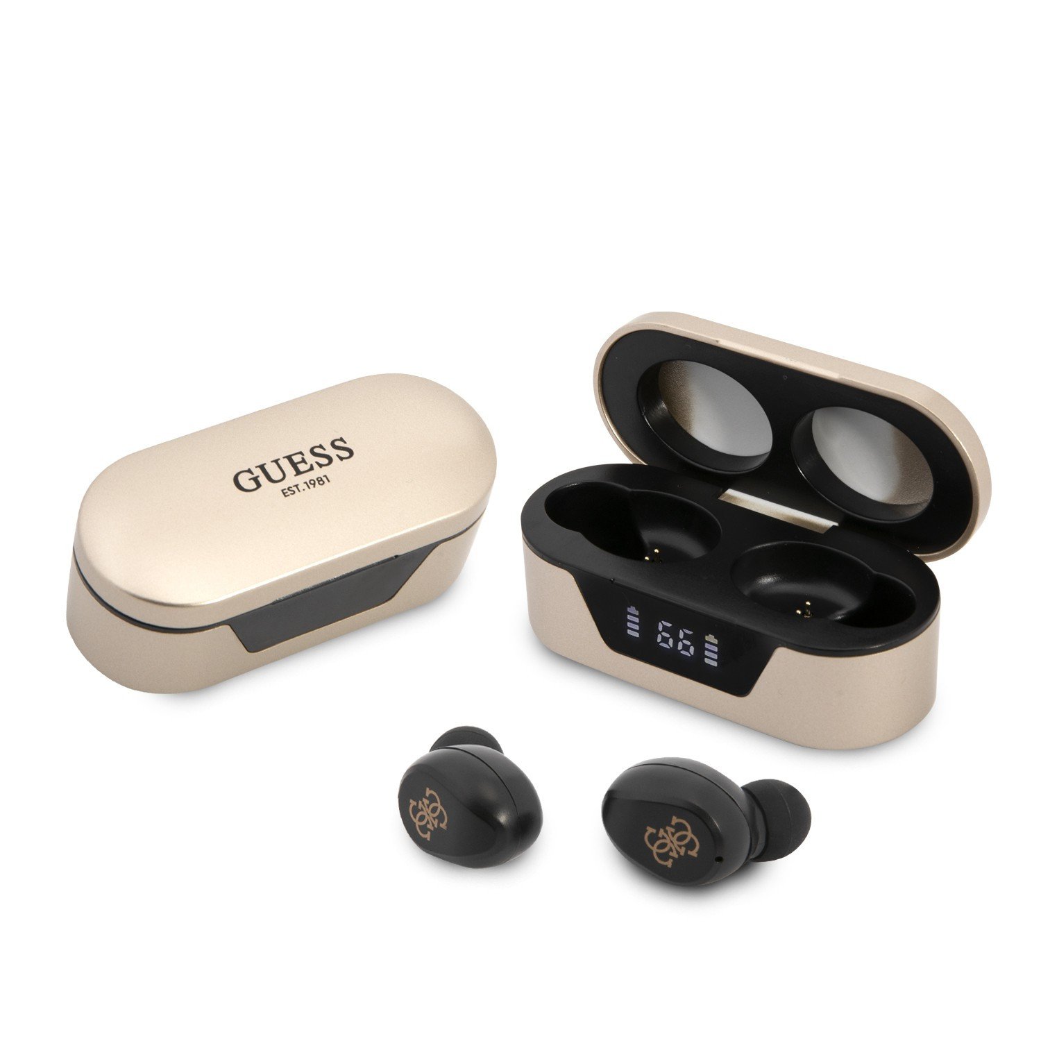 Guess Classic Logo True Wireless Bluetooth Earbuds V5.0 with Charging Case - Gold