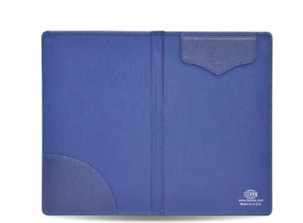 Bill Folders Blue Color, Ostrich Italian PU Covers with Magnetic Flap & Round Corners, 150 x 245 mm - FSCLBFOBL