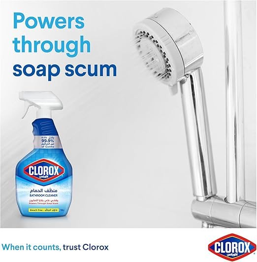 Clorox Bathroom Spray Cleaner, Bleach Free, 750ml, Kills 99.9% Of Germs, Powers Through Soap Scum, Bleach Free