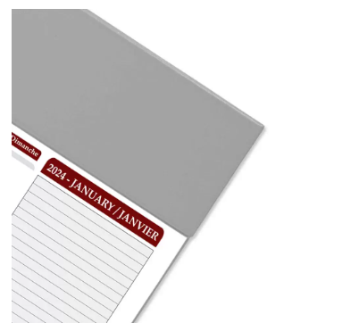 FIS Year Planner 2024 (English/French) PVC Desk Blotter, Grey - FSDK2EF24GY