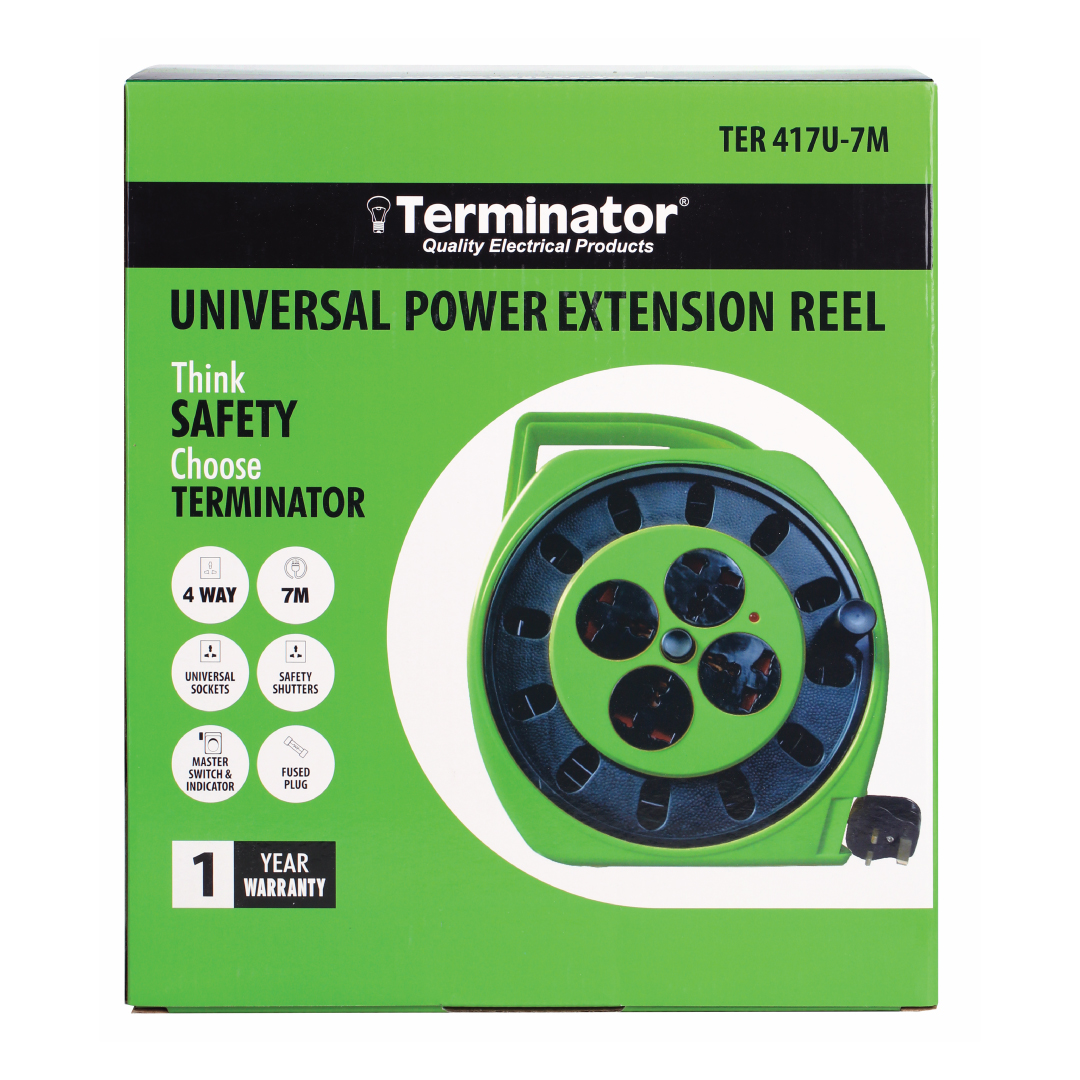 4-Way Universal Power Extension Reel With Master Switch
