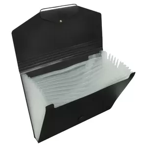 FIS Expanding Files 13 Pockets With Tie Black Color, 210 x 145 mm Size - FSPG1304BK