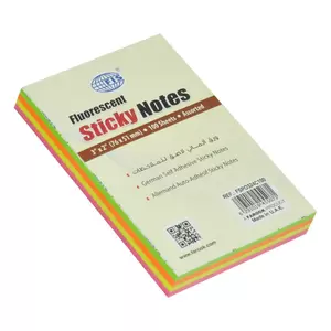 FIS Sticky Note, 4 Assorted Fluorescent Colours, Size 3 x 2 Inch, 100 Sheets, Quantity per Pack 12 - FSPO324C100
