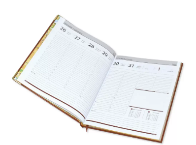 FIS Golden Executive Diary 2023 English/French (1-Week at a glance) Vinyl, Cover Chocolate - FSDI32EG23CH