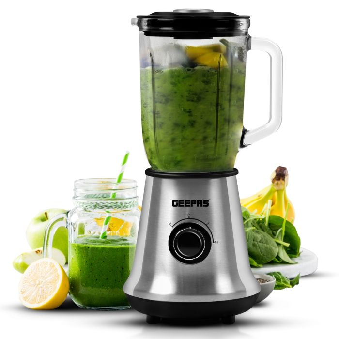 GSB44023UK 700W Glass Jug Food Blender Smoothie Maker | Stainless Steel Cutting Blades, 3 Speed Control With Pulse & 1.5L Glass Jar | Powerful Copper Motor Jug Blender & Ice Crusher
