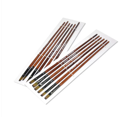 12-Piece Artmate Flat Shape Brush Long Wooden Handle - JIABSX101F-10