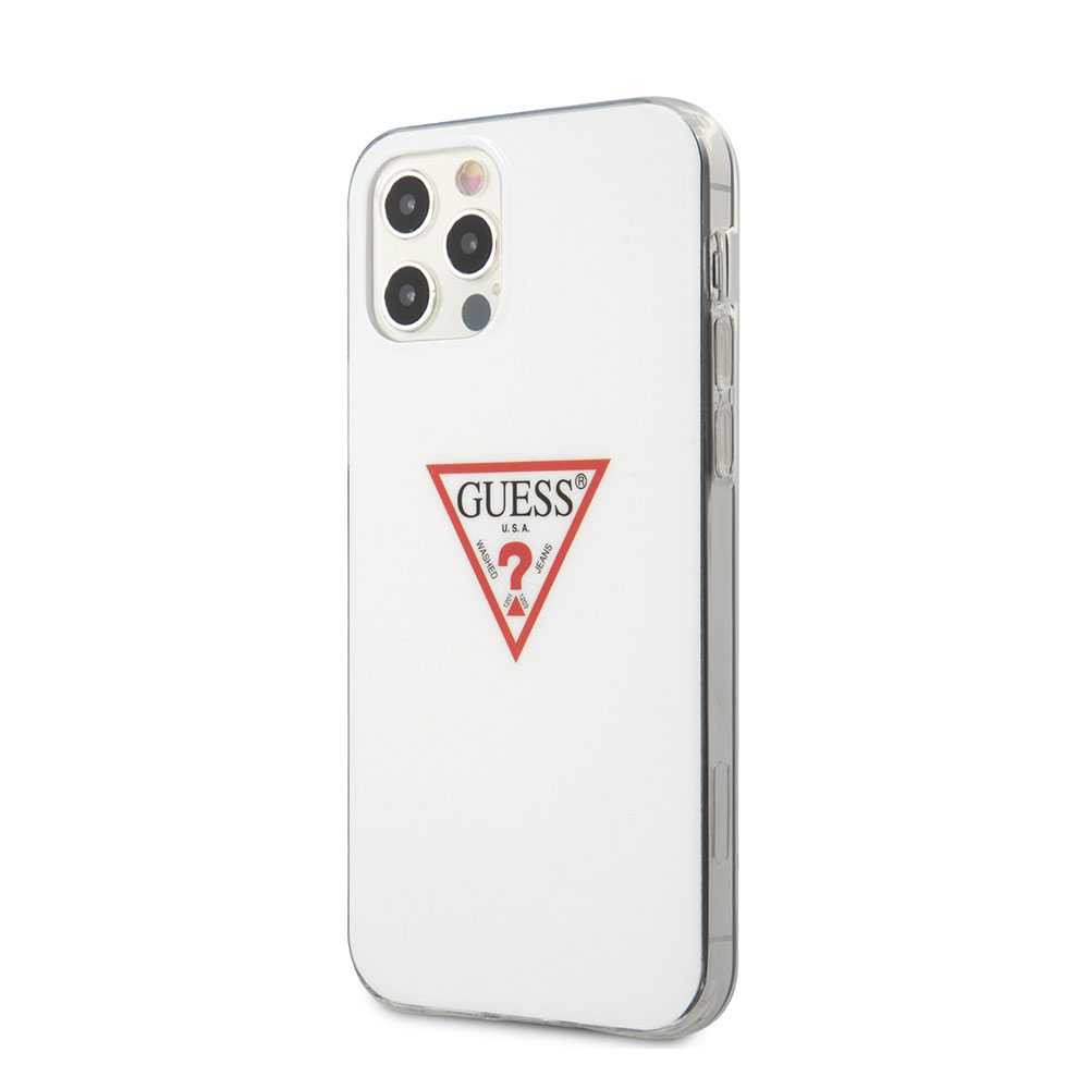 Guess PC/TPU Triangle Logo Hard Case for iPhone 12 / 12 Pro ( 6.1" ) - White