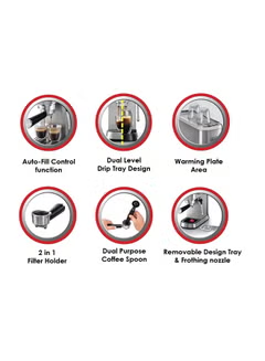 15-Bar Espresso Coffee Machine With Milk Fortner 1 L 1450 W ECM150-B5 Silver