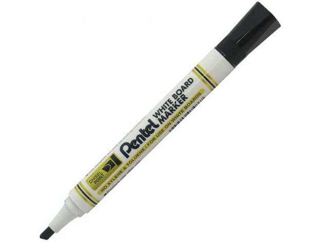 Pentel MW86 Chisel Tip White Board Marker - Black (12pcs/box)