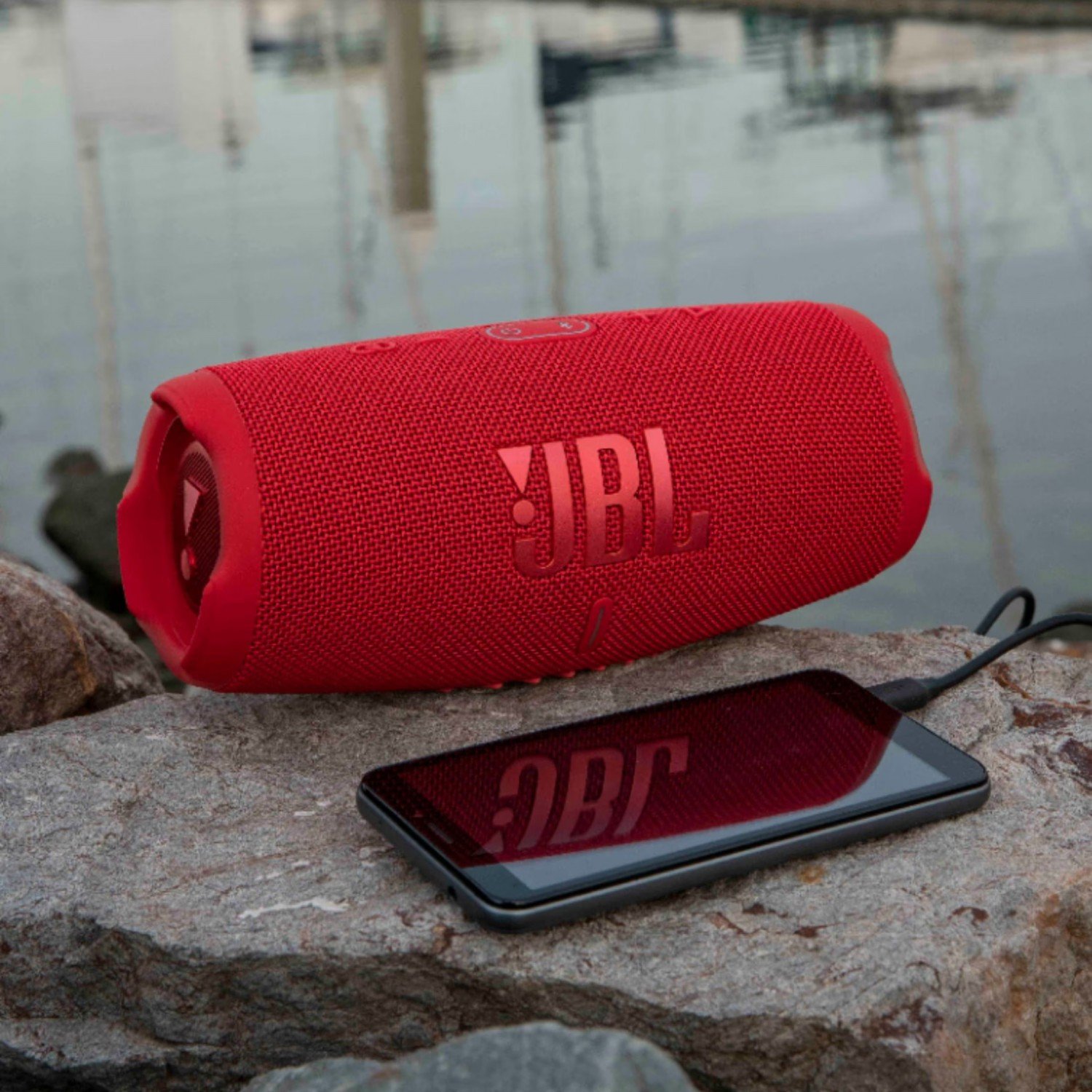 JBL Charge5 Splashproof Portable Bluetooth Speaker - Red