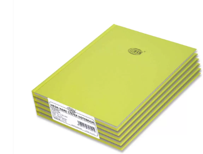 FIS Pack of 5 Neon Hardcover Notebook Single Line ,10X8 Inches (25.4 X 20.32 cm),100Sh, Cyber Yellow - FSNB108N363