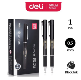 Deli Gel Pen S137 Nichow Series Fast Dry Pen Bullet Tip 0.5mm Black Ink [Per Pen]