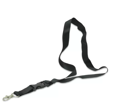 Pack of 50 Pieces Flat Lanyard With Hook And Safety Buckle Badge Holder Black - FSNAPBK