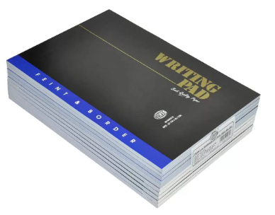 10-Piece FIS Writing Pads, Feint & Color Border, Single Ruled, 60 gsm, A4 Size (80 Sheets x 10-Piece) Blue Color - FSPDFB80A4BL