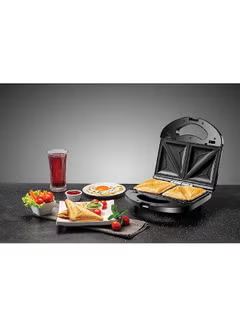 Sandwich & Grill Maker Non-Stick 2-in-1 Interchangeable Sandwich and Grill Maker With Indicator and Ready to Cook Lights 2 Years Warranty 780.0 W TS2120-B5 Black and Sliver
