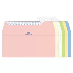 FIS Laid Paper Envelopes Peel & Seal, Pack of 25 Pcs. 6 Assorted Colors, DL (114 x 229 mm) Size, 100 GSM - FSEE1015PB625