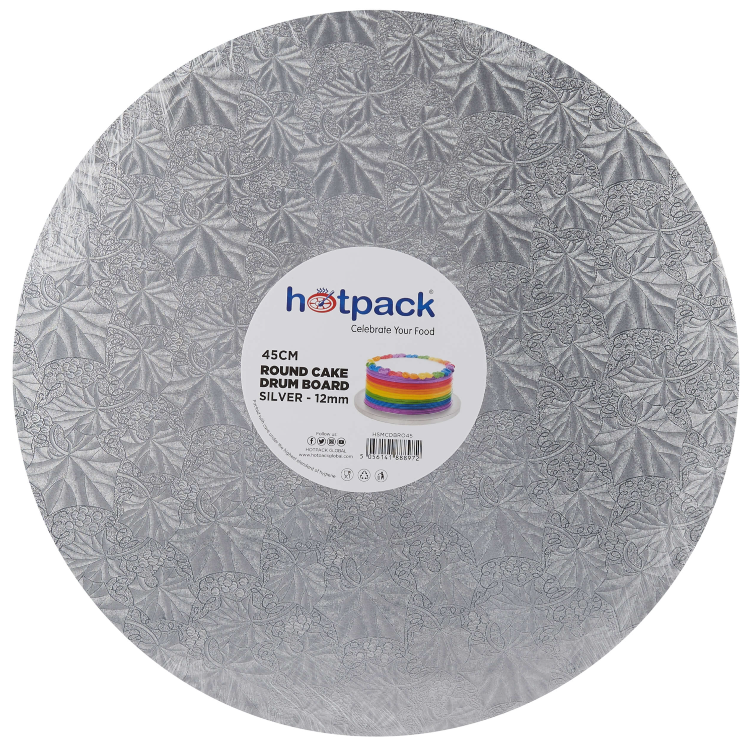 Cake Drum Board Round Silver 1 Piece