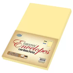 FIS Laid Paper Envelopes Peel & Seal, Pack of 50 Pcs. Cream Color, 10 x 7 Inch, 100 GSM - FSEE1033PBCR50
