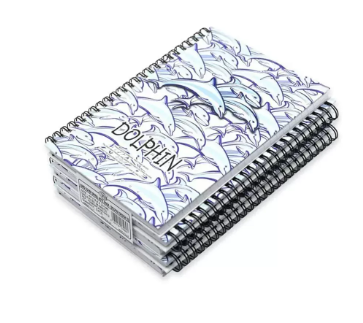 FIS Pack Of 5 Spiral Hard Cover Notebook, 96 Sheets A5 Dolphin Design 2 -FSNBSHCA596-DOL2