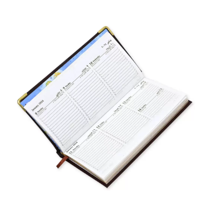 FIS 2024 Golden Slim Arabic English Diary Vinyl, 1 Side Padded Chocolate -FSDI52AEG24CH