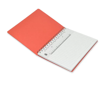 FIS Executive Spiral PP Soft Cover Notebook, 80 gsm, 80 Sheets with 15 cm PVC Scale and PVC Pocket, Single Ruled With Border, 2 Punch Holes, Micro Perforated With a Cut-Out, Red Color, A5 Size - FSNBS