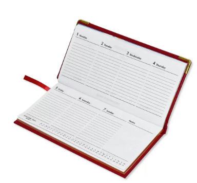 Fis 2024 Golden Slim English Diary Vinyl, 1 Side Padded Maroon -FSDI52EG24MR