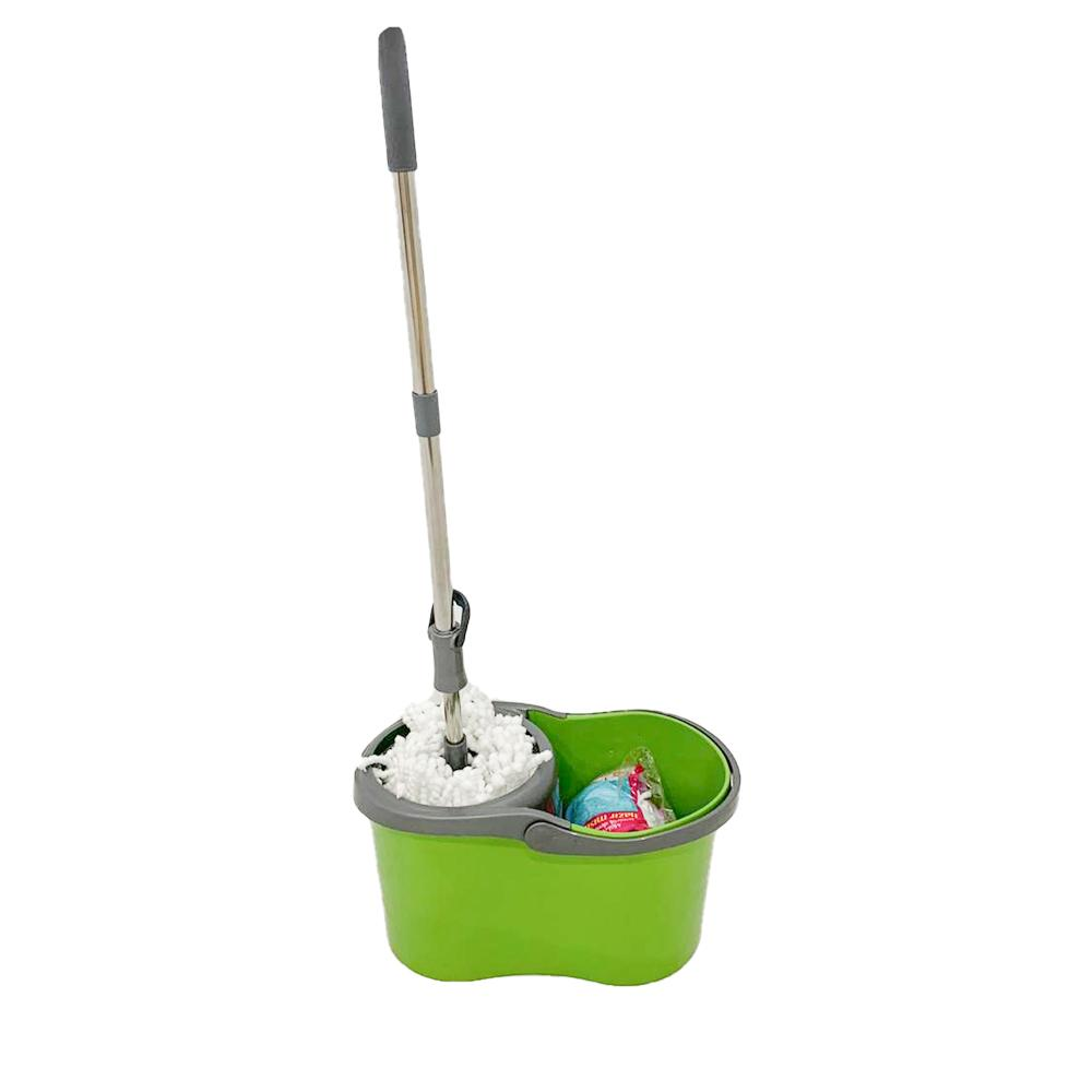 Plastic Spin Mop Bucket Green & Grey 16 Liters
