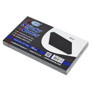 FISSticky Note Pad, 3X5 inches, Pack of 12, Black, 100 Sheets -FSPO35BK