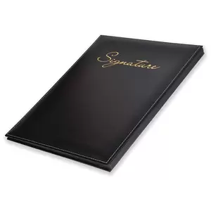 FIS Arabic Open Signature Book 10-Divisions Bonded Leather, Black - FSCL1-10BNABK