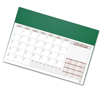 FIS Year Planner 2024 (Arabic/English) PVC Desk Blotter, Green - FSDK2AE24GR