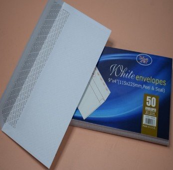 Deluxe AMT White Envelope 80gsm 139008 9"x4" (115x225mm, Peel & Seal ) 50Pcs/Pack